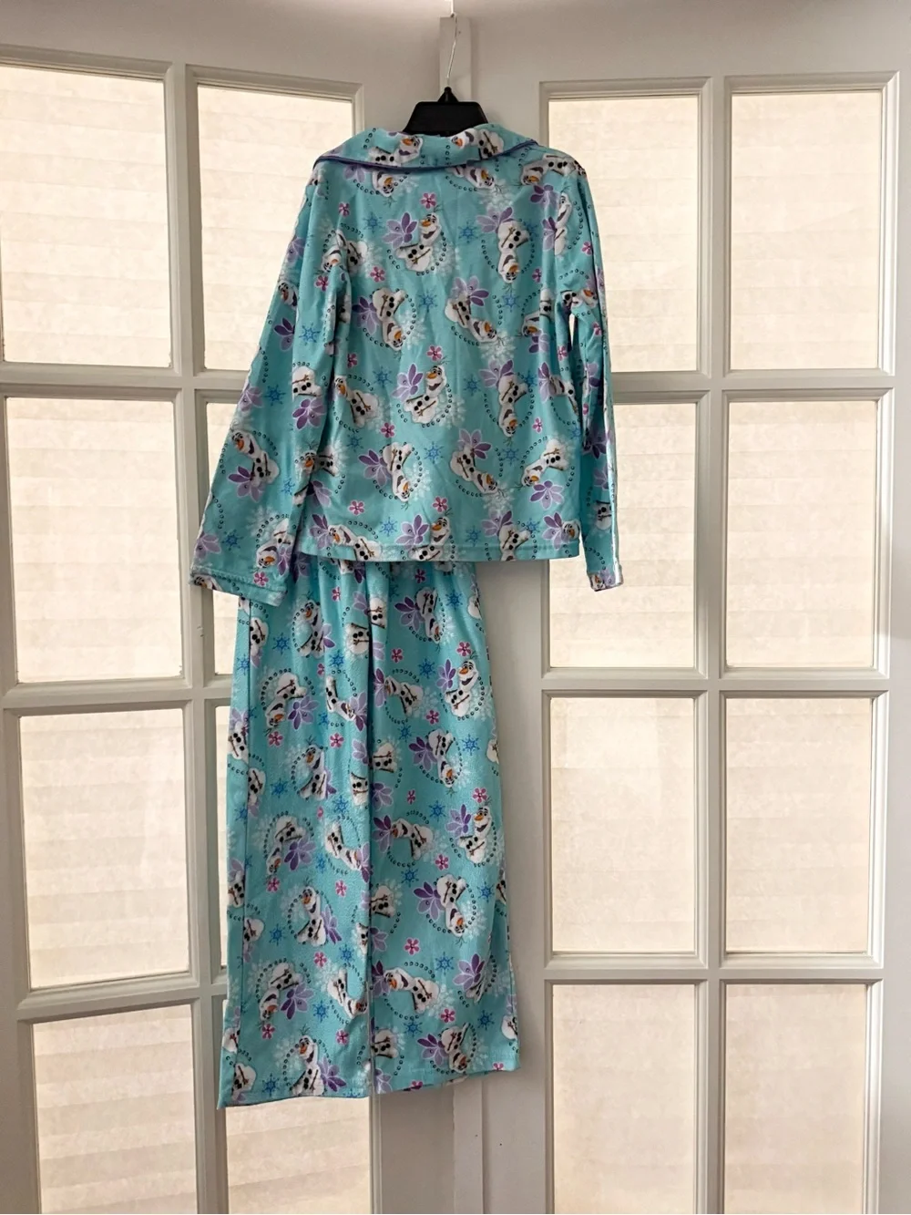 Disney Frozen Elsa & Anna Aqua Pajama Set with Olaf Print